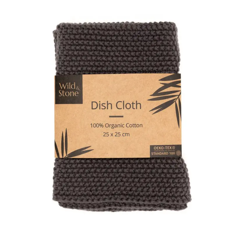 Wild & Stone Organic Cotton Dish Cloth - Slate Grey 1