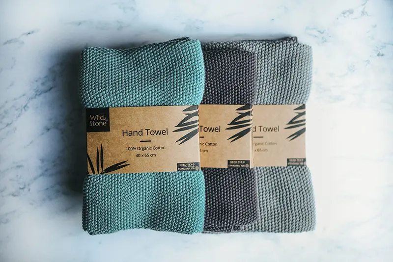 Wild & Stone Organic Cotton Hand Towels - Moss Green 2