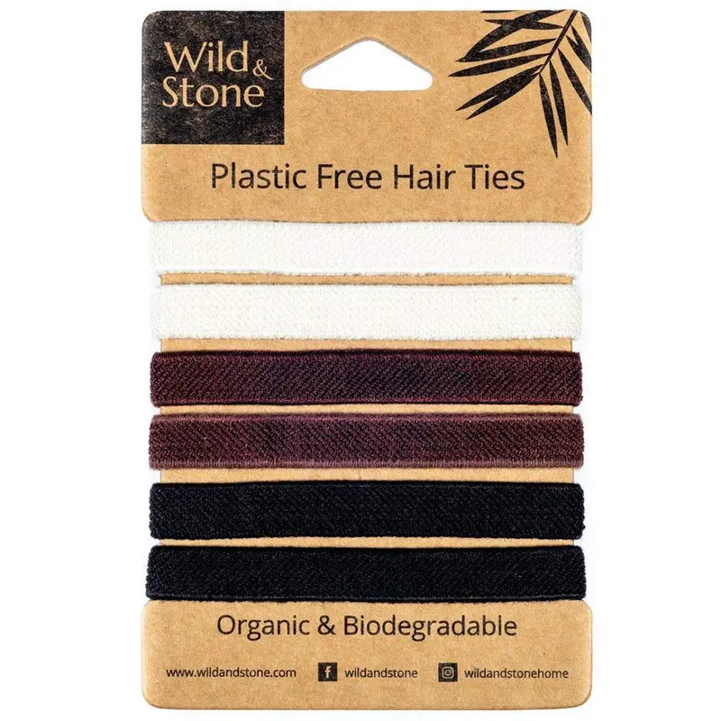 Wild & Stone Plastic Free Hair Ties - Natural 6 Pack 1