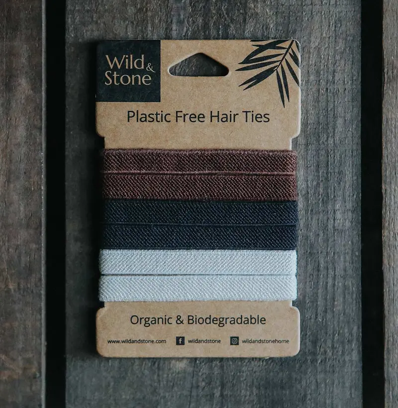 Wild & Stone Plastic Free Hair Ties - Natural 6 Pack 2