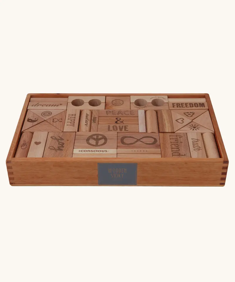 Wooden Story Peace & Love Xl Blocks - 72 Tray 1