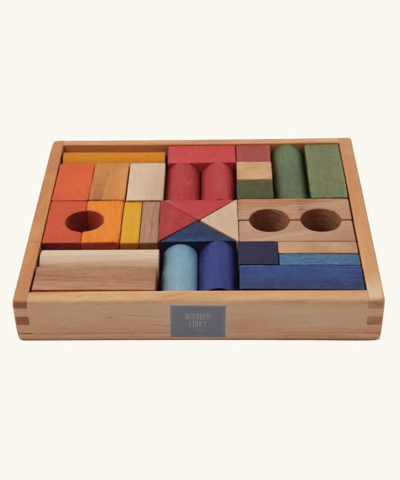 Wooden Story Rainbow Blocks - 30 Tray 1