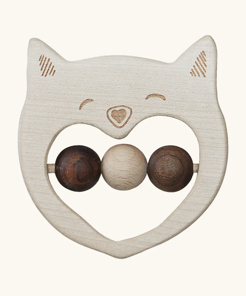 Wooden Story Rattle - Smiley Cat 1