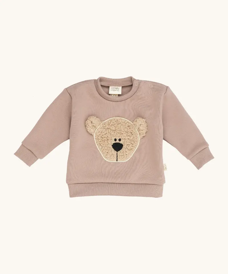 Wooly Organic Teddy Baby Sweater - Old Pink 1