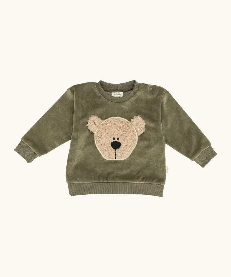 Wooly Organic Teddy Baby Sweater - Tea Leaf 1