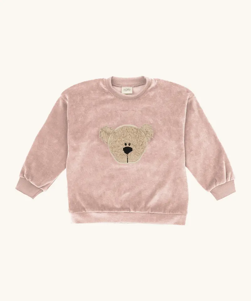 Wooly Organic Teddy Kids Sweater - Pale Blush 1