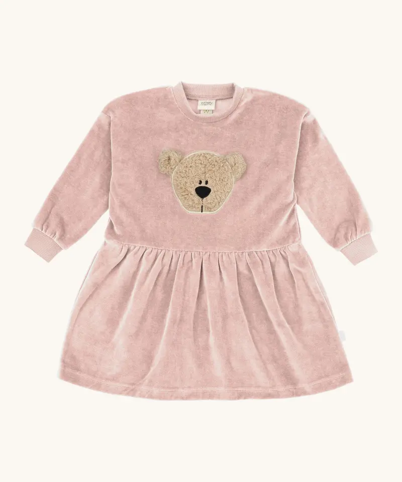 Wooly Organic Teddy Velour Dress - Pale Blush 1