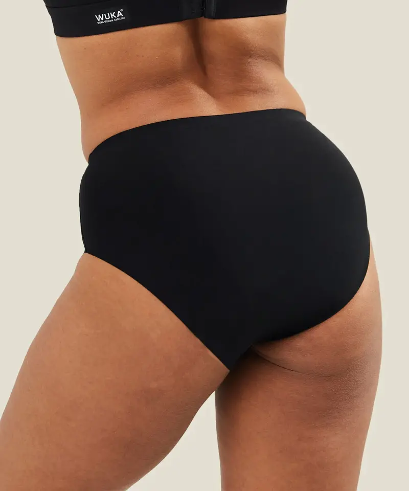 Wuka Stretch Seamless Midi Brief Period Pants Black - Heavy Flow 2