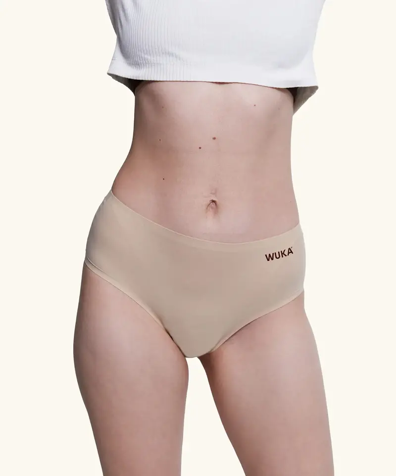 Wuka Stretch Seamless Midi Brief Period Pants Light Nude - Heavy Flow 1