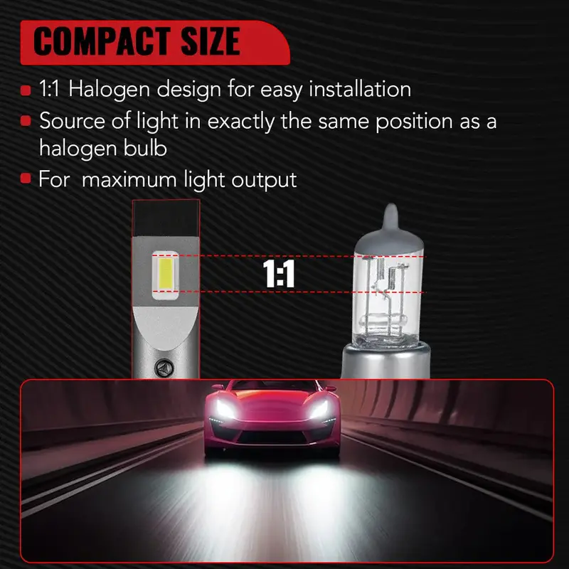 X2 H11/H9/H8 100W 6000K White Ip67 Led Headlight Bulbs 2Pcs 2