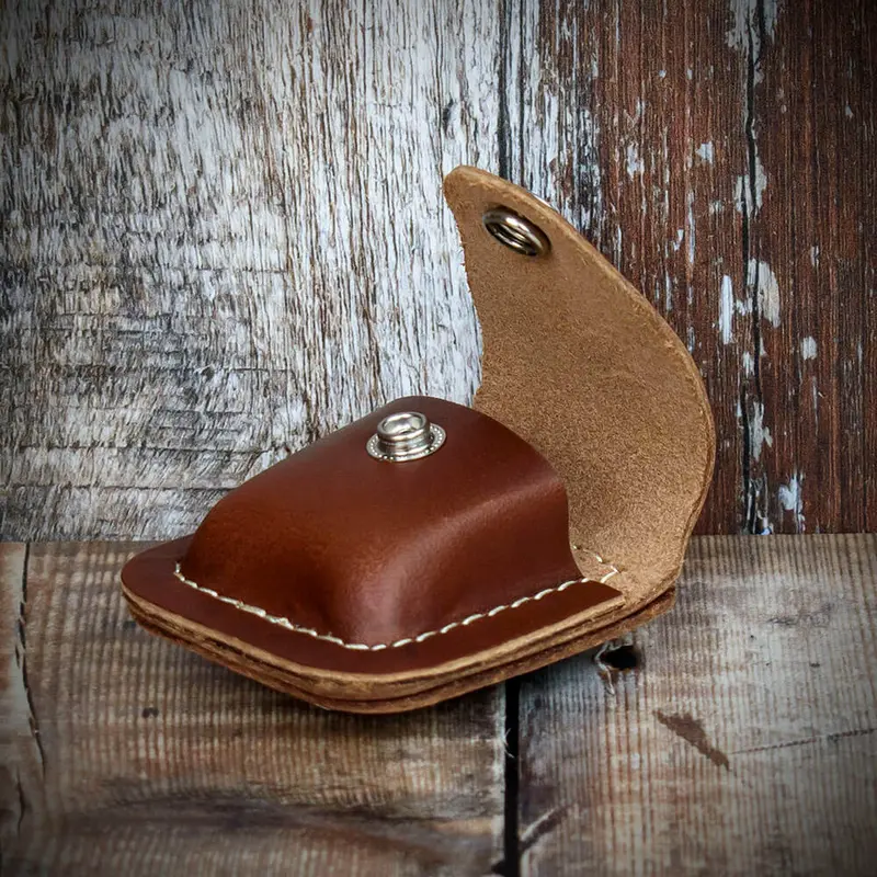 Zippo Lighter Pouch With Belt Clip - Brown Leather 2