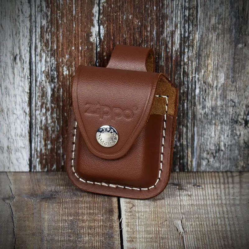 Zippo Lighter Pouch With Belt Loop - Brown Leather 1