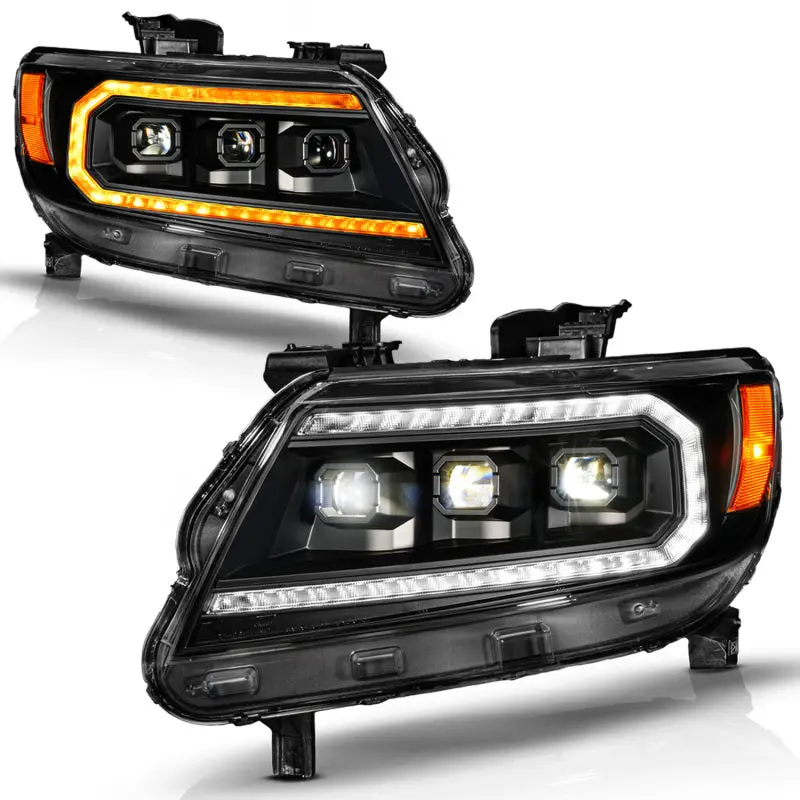 Anzo Full Led Projector Headlights For 2015–2022 Chevy Colorado – Black Housing, Drls & Sequential Turn Signal Bar 1