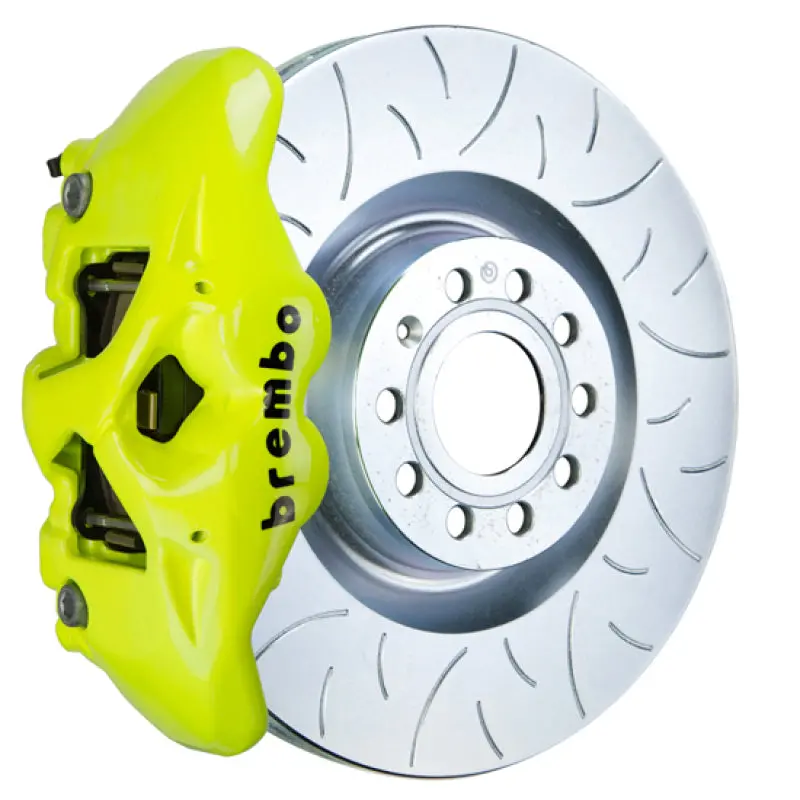 Brembo Gt Big Brake Kit For 2005–2010 Volkswagen Jetta Gli — Front, 4-Piston Calipers, 345X30Mm Slotted Rotors, Fluorescent Yellow Finish 1