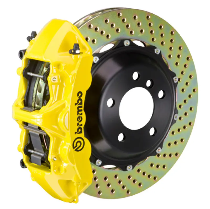 Brembo Gt Big Brake Kit For 2008–2015 Mitsubishi Lancer Evolution X – Front, 6-Piston Calipers, 380X32Mm Two-Piece Drilled Rotors, Yellow Finish 1