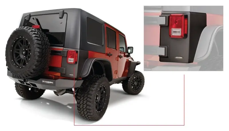 Bushwacker Trail Armor Rear Corner Guards For 2007–2018 Jeep Wrangler – Black Finish 1