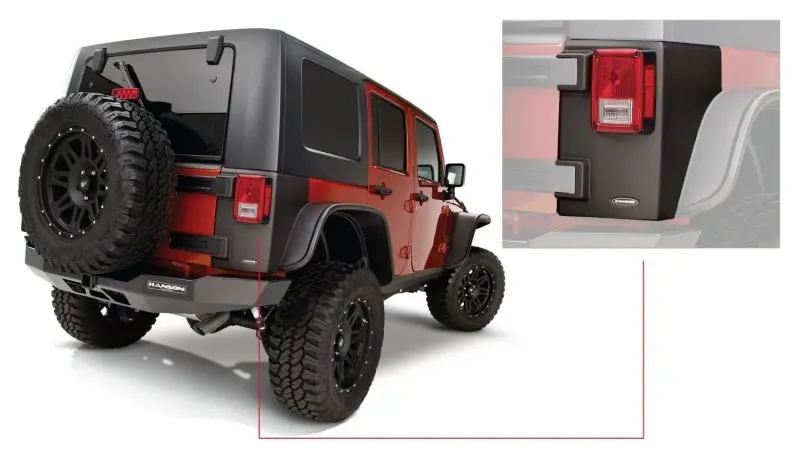 Bushwacker Trail Armor Rear Corner Guards For 2007–2018 Jeep Wrangler – Black Finish 2