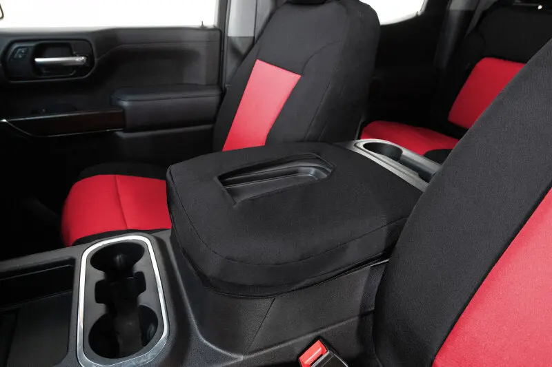 Covercraft Endura Precisionfit Front-Row Seat Covers For 2023–2024 Ford F-250 To F-600 – Red/Black 1