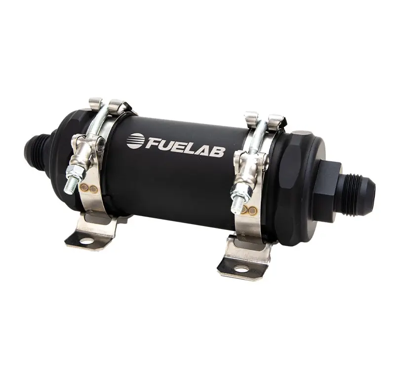 Fuelab Pro-Series Stainless Steel In-Line Fuel Filter – 10 Gpm, -10An In / -12An Out, 40-Micron, Matte Black 1