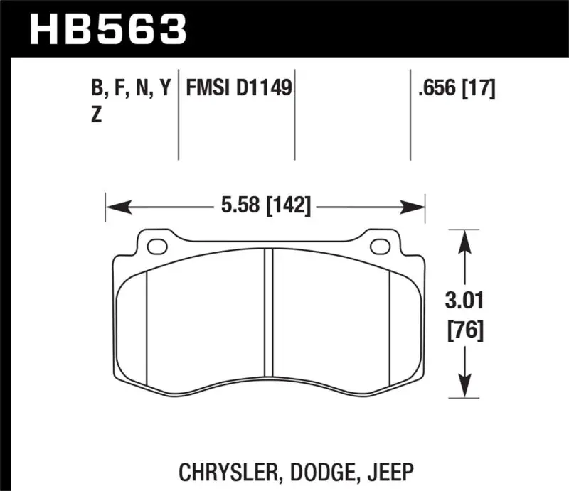 Hawk Front Brake Pads For 2005–2014 Chrysler 300 C, Srt8, And 300C 6.1L With Hps 5.0 System 1