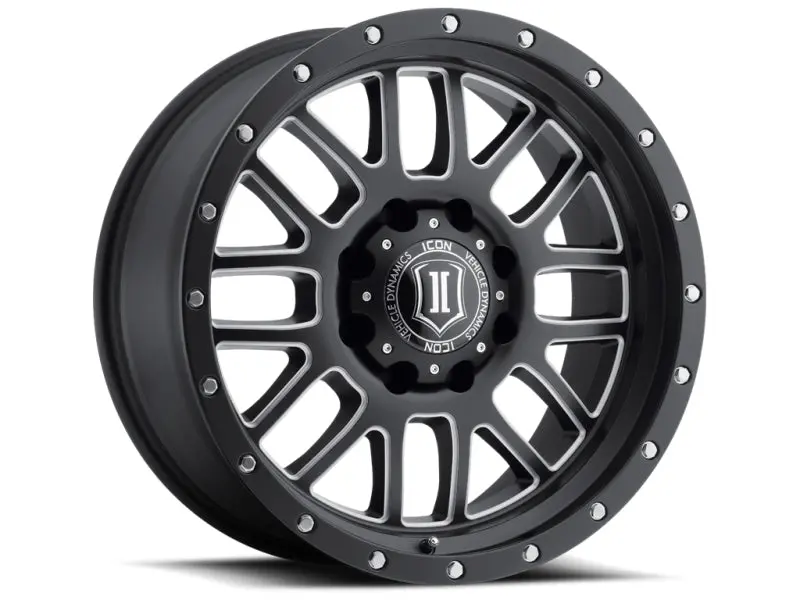 Icon Alpha Forged Aluminum Wheel — 20X9", 8X6.5" Bolt Pattern, 19Mm Offset, 5.75" Backspace, 125.2Mm Center Bore, Satin Black With Milled Accents 1