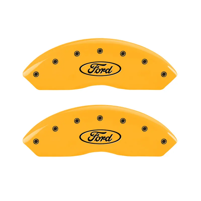 Mgp 4 Caliper Covers Engraved Front & Rear Oval Logo/Ford Yellow Finish Black Char 2009 Ford Edge 1