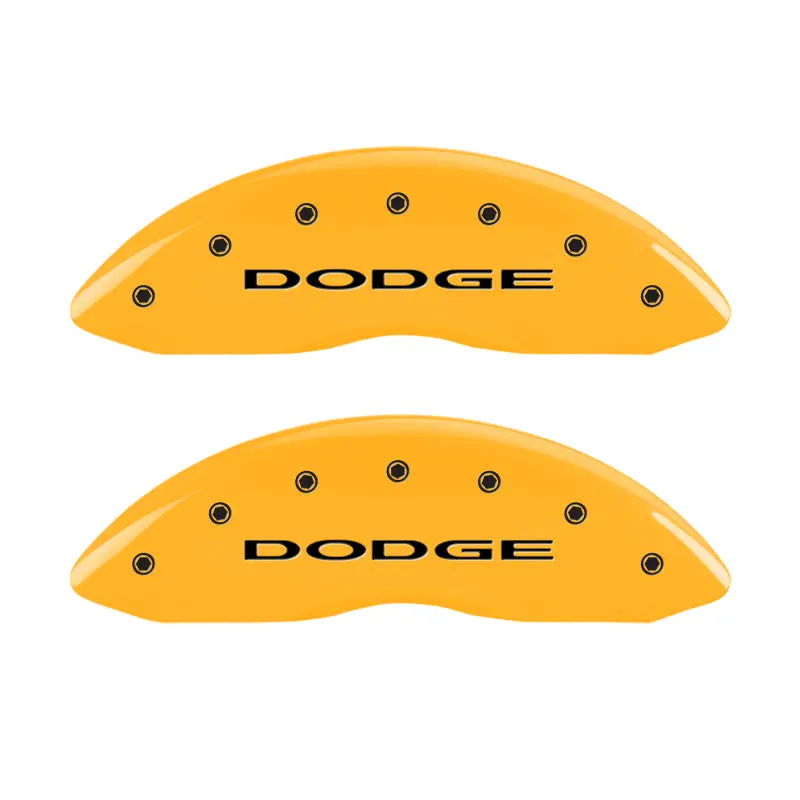 Mgp Engraved 4-Piston Caliper Covers – Dodge Yellow Finish With Matte Black Accents, No Stripes 1
