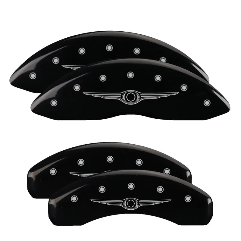 Mgp Engraved Caliper Covers – 4-Piece Set (Front & Rear), Chrysler Wing Style, Black W/ Silver Chrome 1