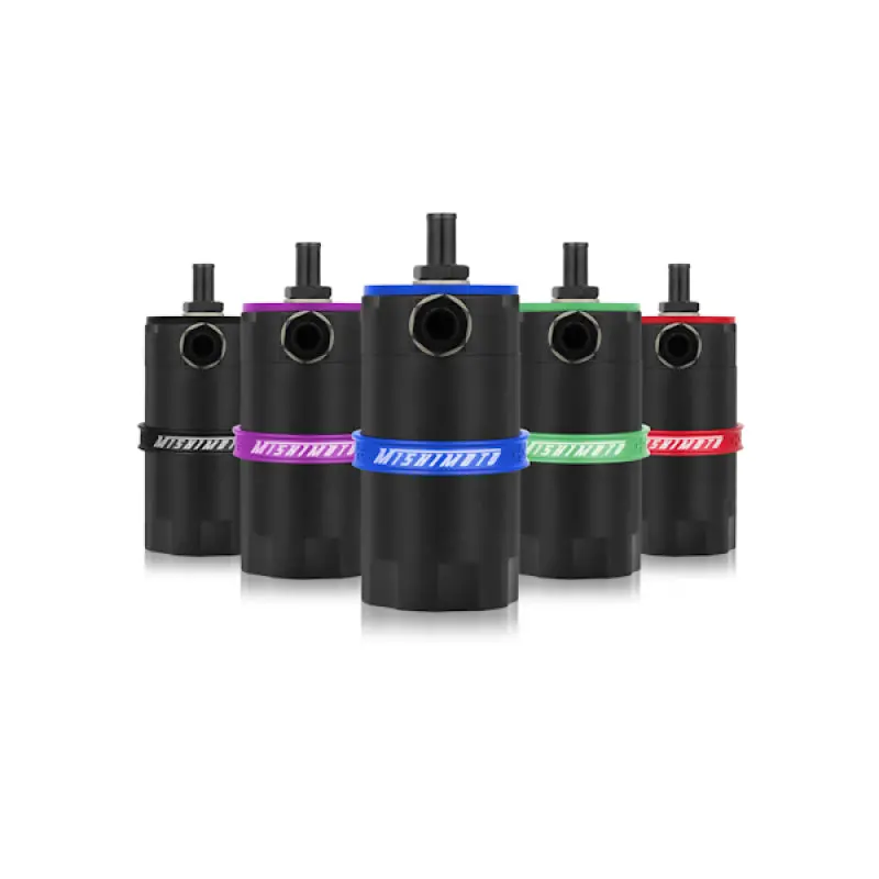 Mishimoto Universal Baffled Oil Catch Can – Blue Anodized Aluminum 1
