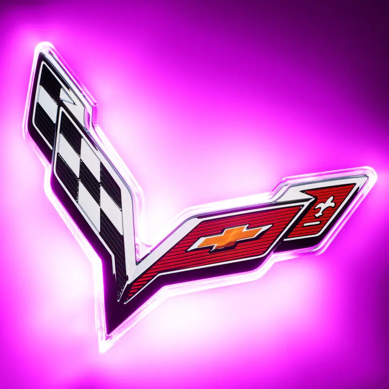 Oracle Illuminated Rear Emblem For Chevrolet Corvette C7 – Pink Led Accent 1