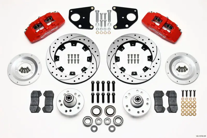 Wilwood Dynapro 6-Piston Front Hub Kit – 12.19In Drilled Rotor, Red Finish (1962–1972 Cdp B/E Body) 1