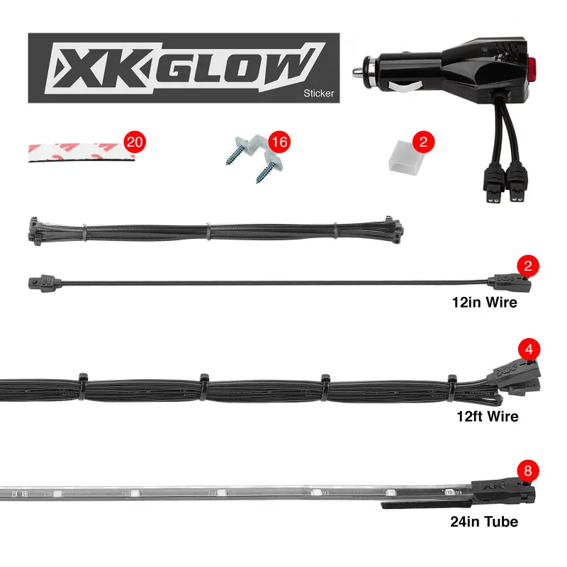 Xk Glow Tube Single-Color Led Underglow Kit – White, 8-Inch X 24-Inch Strip, Universal Fit 1