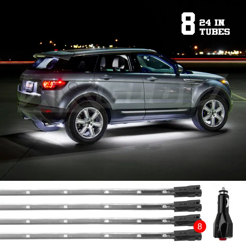Xk Glow Tube Single-Color Led Underglow Kit – White, 8-Inch X 24-Inch Strip, Universal Fit 2